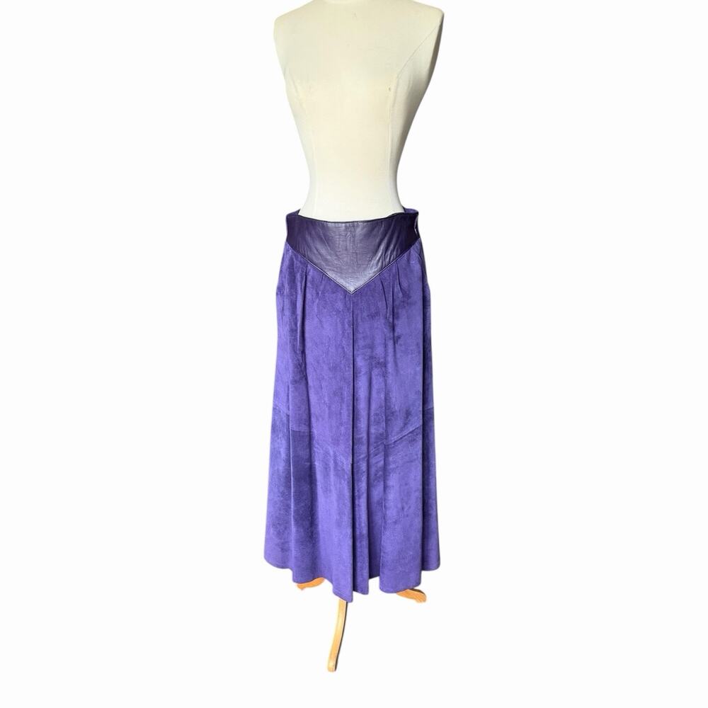 Vintage Liz Roberts Robert Elliott Purple Suede Two Piece Skirt Set Medium - Picture 9 of 16